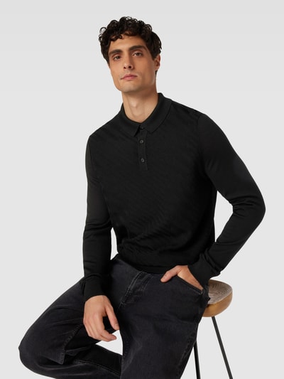 BOSS Gebreide pullover met platte kraag, model 'Padori' Zwart - 3