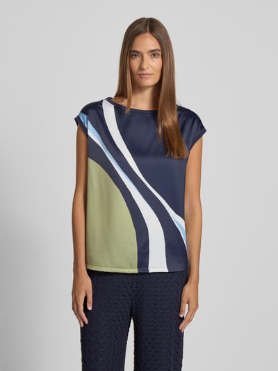 s.Oliver BLACK LABEL Top bluzkowy o kroju comfort fit z mieszanki bawełny Granatowy 4