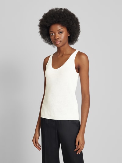 Vero Moda Gebreide top met afgeronde V-hals, model 'NEWLEX SUN' Wit - 4