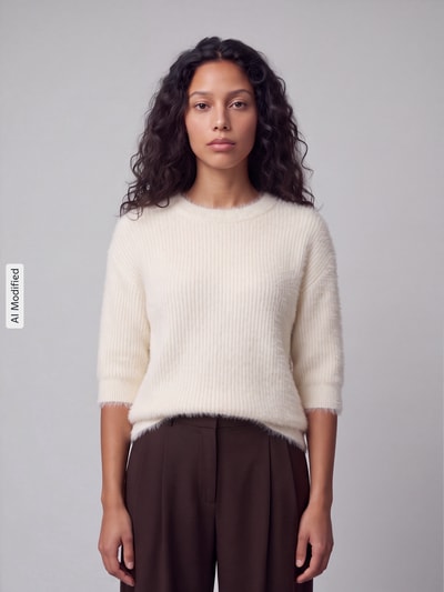 s.Oliver RED LABEL Pullover mit halblangen Ärmeln Offwhite 4