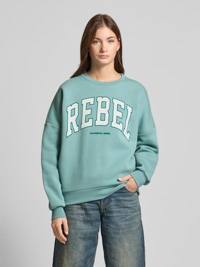 Colourful Rebel Sweatshirt mit Label-Print Helltuerkis 4