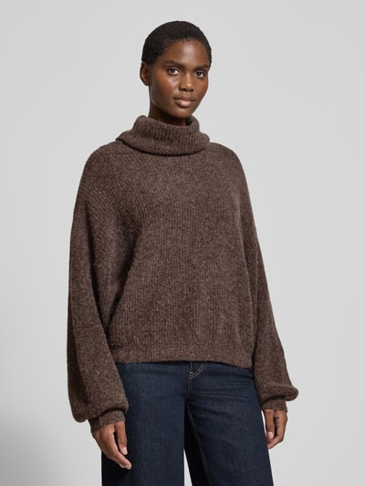 GUIDO MARIA KRETSCHMER WOMAN Oversized gebreide pullover met col, model 'Insa' Chocoladebruin - 4