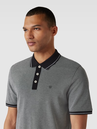 Jack & Jones Premium Poloshirt met contraststrepen, model 'BLUWIN' Antraciet - 3