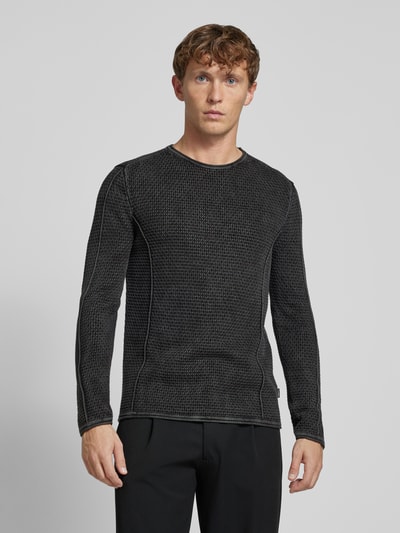 GABBA Gebreide pullover met ronde hals, model 'LIMA' Grafiet - 4