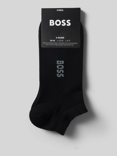 Produktfoto, Socken aus Viskose-Mix im 2er-Pack von BOSS in Schwarz, unifarben mit Label-Schriftzug, hochwertige feine Textur