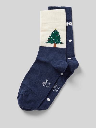 s.Oliver RED LABEL Socken aus Bio-Baumwoll-Mix mit weihnachtlichen Designs Dunkelblau 1