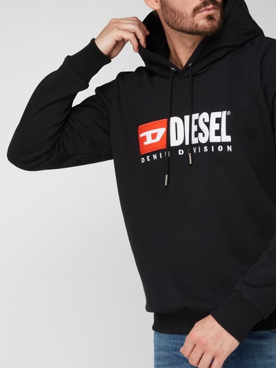 Diesel Bluza z kapturem z naszywką z logo  Czarny 5