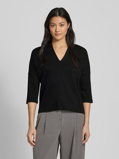 Someday T-Shirt mit V-Ausschnitt und 3/4-Arm Modell 'Uhlyn' Black 4