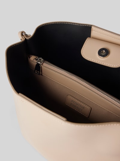 Seidenfelt Handtasche mit Tragehenkel und verstellbarem Schulterriemen Beige 5