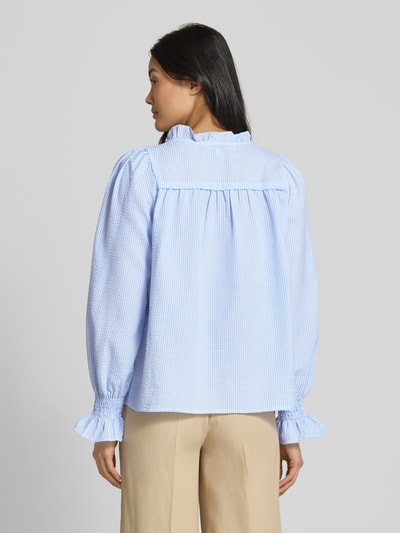 A-view Regular fit overhemdblouse met blinde knoopsluiting, model 'Sonja' Lichtblauw - 5