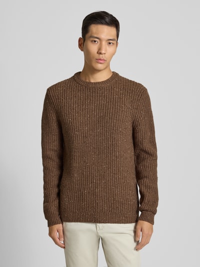 MCNEAL Gebreide pullover van wolmix met ronde hals Chocoladebruin gemêleerd - 4