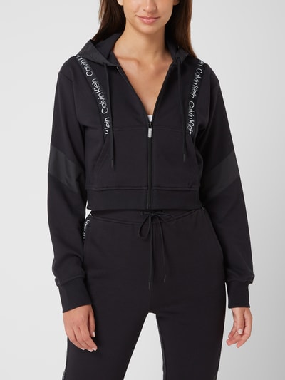 Calvin Klein Performance Cropped Sweatjacke mit Logo-Streifen  Schwarz 4