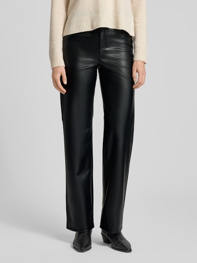 Vero Moda Wide leg broek in leerlook, model 'TESSA' Zwart - 4