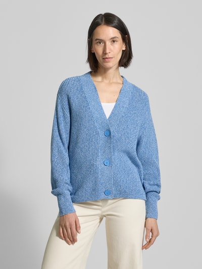 Tom Tailor Denim Relaxed Fit Strickjacke aus Baumwoll-Mix mit V-Ausschnitt Hellblau 4