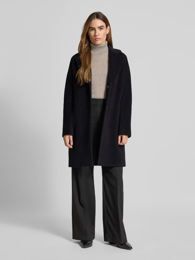 Marc Cain Regular fit lange jas van scheerwolmix met alpaca Zwart - 1