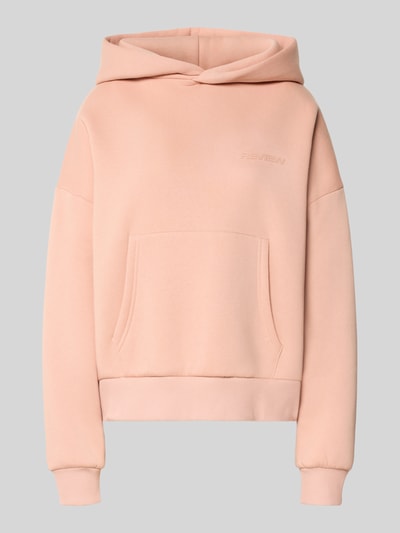 Review Hoodie mit überschnittenen Schultern und Känguru-Tasche Altrosa 2