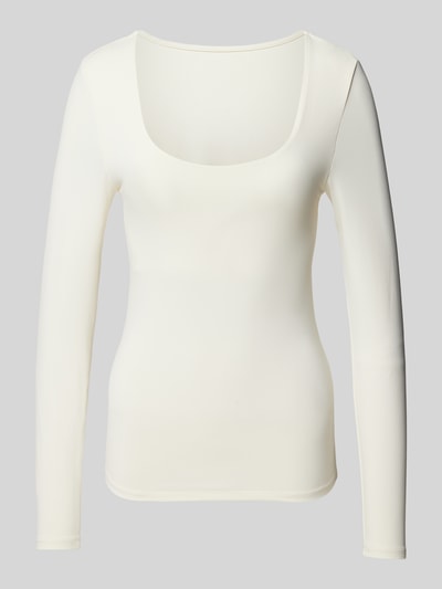 Only Shirt met lange mouwen en diepe ronde hals, model 'ELA' Offwhite - 2