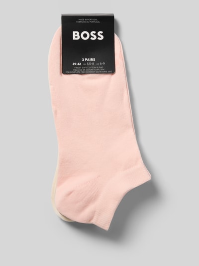 Produktfoto, Sneakersocken im 3er-Pack mit Logo-Detail von BOSS, różowy bawełniany-mix, gładka faktura, elastyczny ściągacz, nadrukowane logo