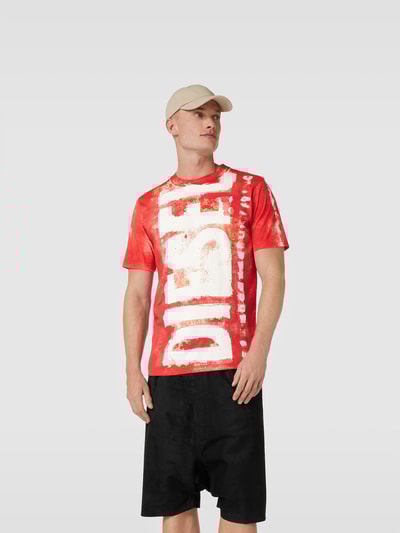 Diesel T-Shirt mit Rundhalsausschnitt Rot meliert 4