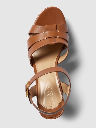 Lauren Ralph Lauren Sandaletten aus Leder mit Dornschließe Modell 'SOFFIA' Cognac 3