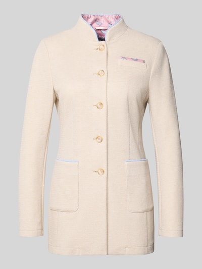 Produktfoto, Blazer mit Stehkragen und Brusttasche von White Label, mieszanka materiałów z dodatkiem wiskozy, taliowany krój, stójka, listwa guzikowa, nakładana brustasza, nakładane wpuszczane kieszenie, długość tyłu w rozmiarze 36: 55 cm, szerokość klatki piersiowej w rozmiarze 36: 44 cm, długość rękawów w rozmiarze 36: 62 cm