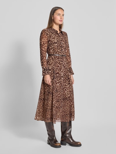 MANGO Midikleid mit Hemdblusenkragen Modell 'STEFI' Dunkelbraun 1