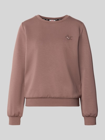 Produktfoto, Relaxed Fit Sweatshirt aus viscosemix Modell 'Felpa' von Liu Jo mit met siersteentjes en elastische boorden, roze, dames sweatshirt