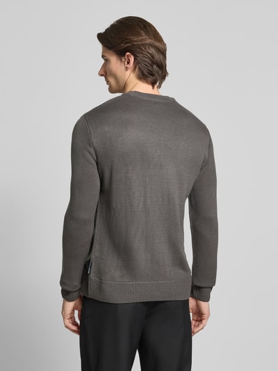 Tom Tailor Denim Sweter o kroju regular fit z prążkowanej dzianiny Średnioszary 5