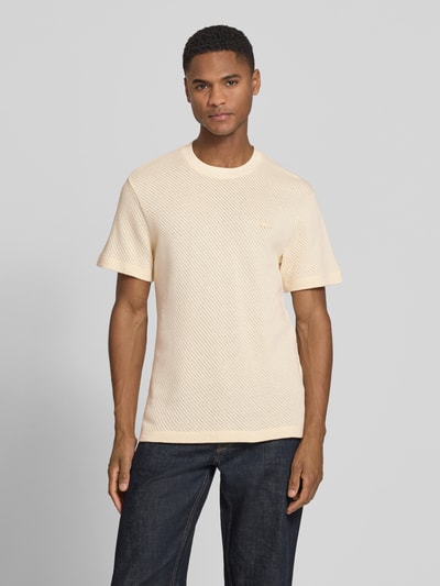 Lacoste męski t-shirt o kroju regular fit z czystej bawełny Beżowy melanż 4