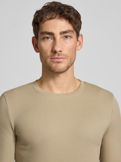 MCNEAL Shirt met lange mouwen, structuurmotief en ronde hals Roodbruin gemêleerd - 3