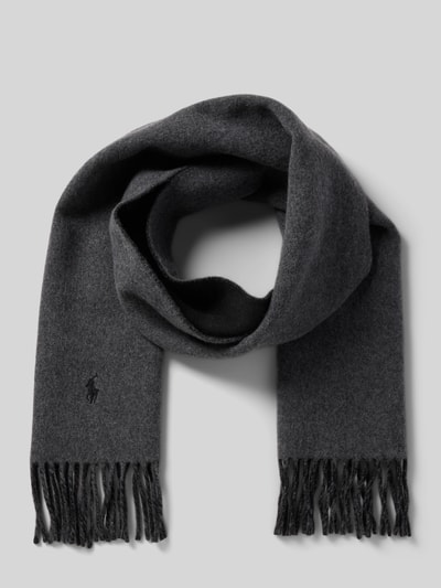 Polo Ralph Lauren Schal aus Wolle mit Logo-Stitching und Fransen Black 1