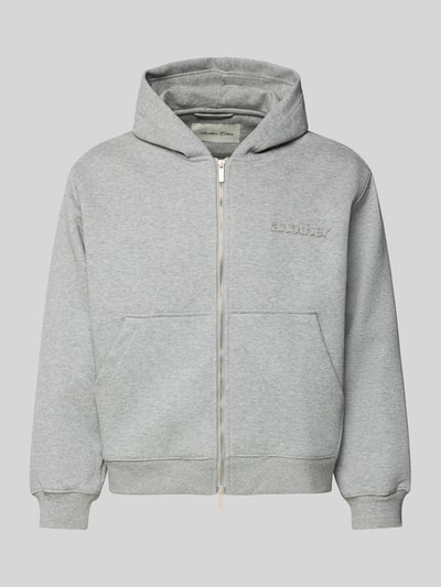 Produktfoto, Sweatjacke mit Kapuze von ANOTHER COTTON LAB in Grau, lockerer Schnitt, Baumwoll-Mix mit Stretch, Reißverschluss, Label-Detail