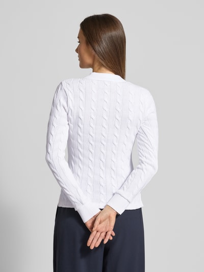 Polo Ralph Lauren Strickpullover mit Zopfmuster und Polokragen Weiss 5