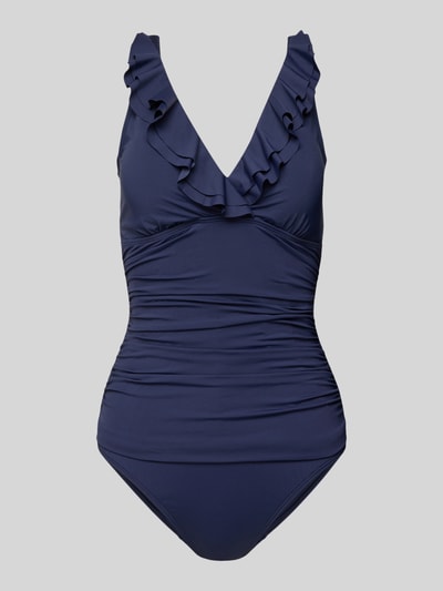 Lauren Ralph Lauren Badpak met ruches en diep rugdecolleté Donkerblauw - 1