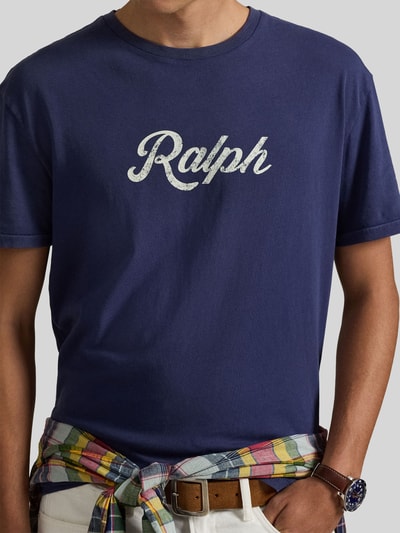 Polo Ralph Lauren Relaxed Fit T-Shirt aus reiner Baumwolle mit Label-Schriftzug Marine 3