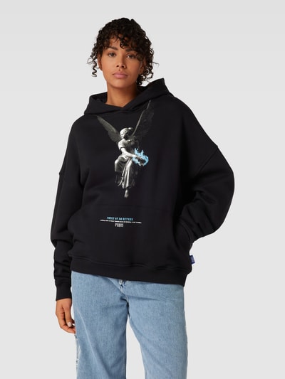 PEQUS Oversized Hoodie mit Motiv-Print Modell 'Fallen Angel' Black 4