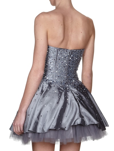 Luxuar Cocktailkleid mit Pailletten- und Perlenbesatz Silber 4