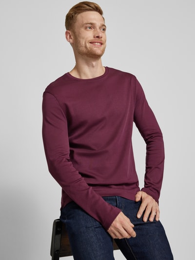 Christian Berg Men Longsleeve mit geripptem Rundhalsausschnitt Dunkelrot 3