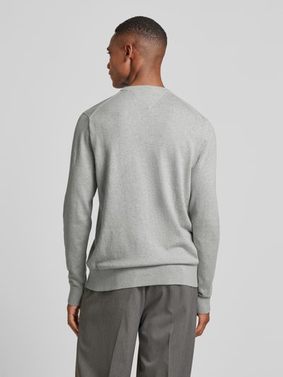 Tommy Hilfiger Gebreide pullover met logostitching, model 'PIMA' Lichtgrijs gemêleerd - 5