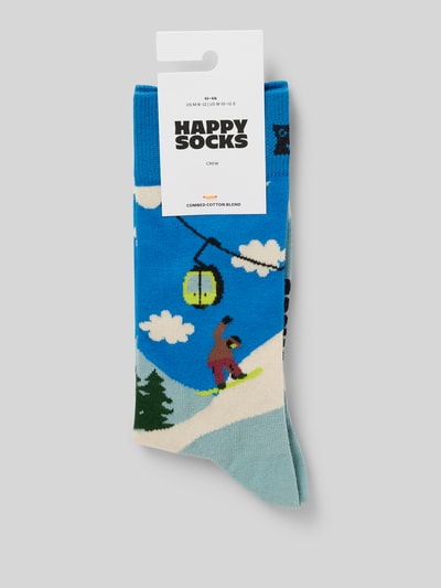 Happy Socks Socken mit Motiv-Print Modell 'Snowboard' Marine 3