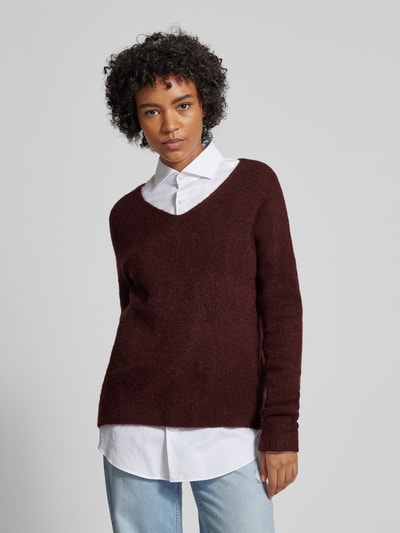 Only Pullover met V-hals, model 'CAMILLA' Bordeaux - 4