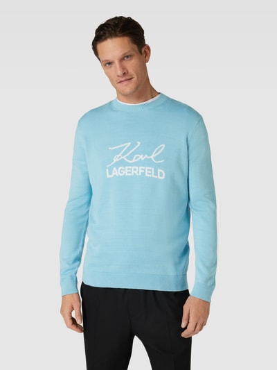 Karl Lagerfeld Gebreide pullover met label en ronde hals Lichtblauw - 4