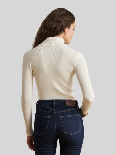 Lauren Ralph Lauren Slim fit coltrui van mix van katoen en modal Ecru - 5