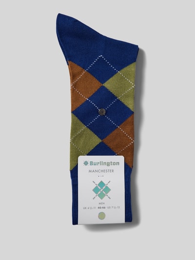 Burlington Sokken met all-over motief, model 'MANCHESTER' Donkerblauw - 3