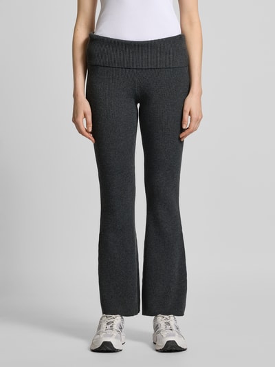 Guess Flared broek in riblook, model 'NINA' Antraciet gemêleerd - 4