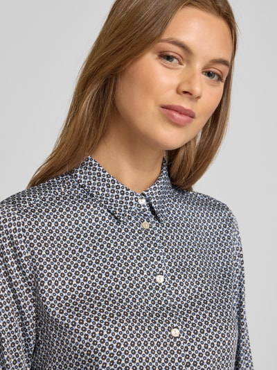 Milano Italy Bluzka o krój regular fit z wiskozy ze wzorem na całej powierzchni Czekoladowy 3