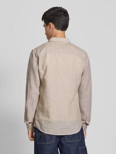Only & Sons Slim Fit Freizeithemd aus Leinen-Baumwoll-Mix Modell 'CAIDEN' Beige 5