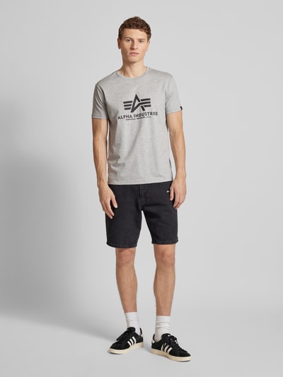 Alpha Industries T-Shirt mit Label-Print im 2er-Pack Hellgrau Melange 1