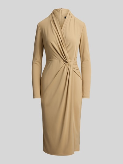 Lauren Ralph Lauren Knielanges Kleid in Wickeloptik Sand 2