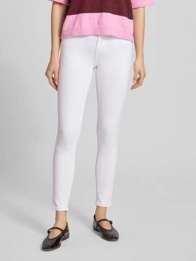 Frauenmodel trägt Skinny Fit Jeans aus Baumwoll-Mix Modell 'POWER' von Only in Optik: Unifarben mit 5-Pocket-Design, Ganzkörperansicht von vorne.